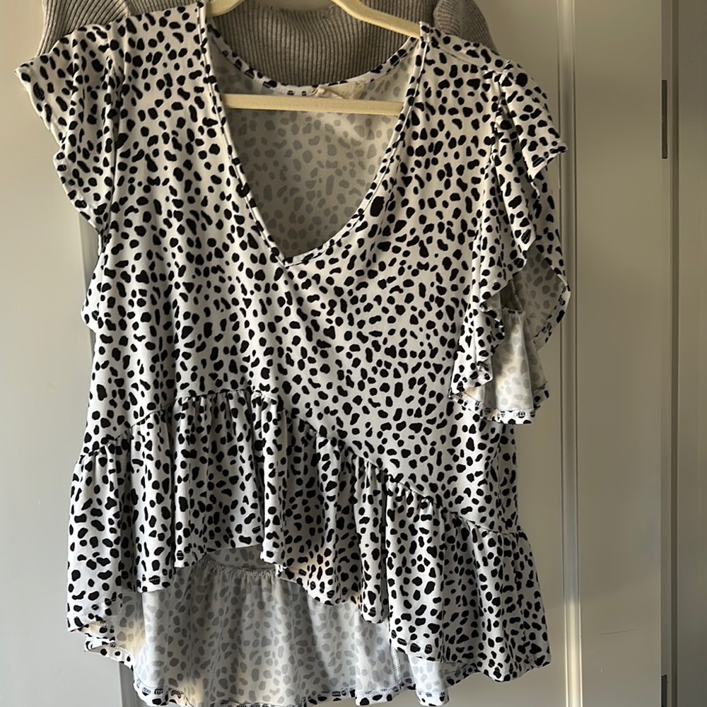 Black and White Polka Dot Women's Top